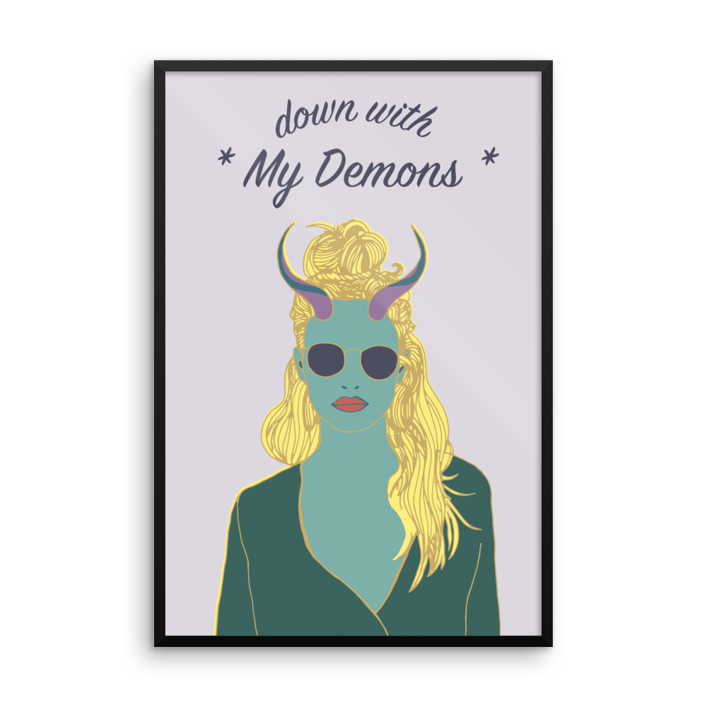 Framed Art Print : Down with My Demons